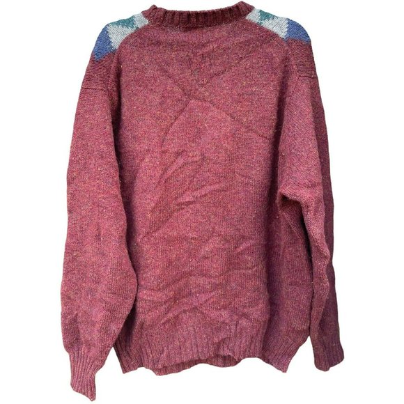 VTG Pringle Shetland Wool Sweater Knit Argyle Scotland Men Size XL Brown Green - Picture 2 of 5